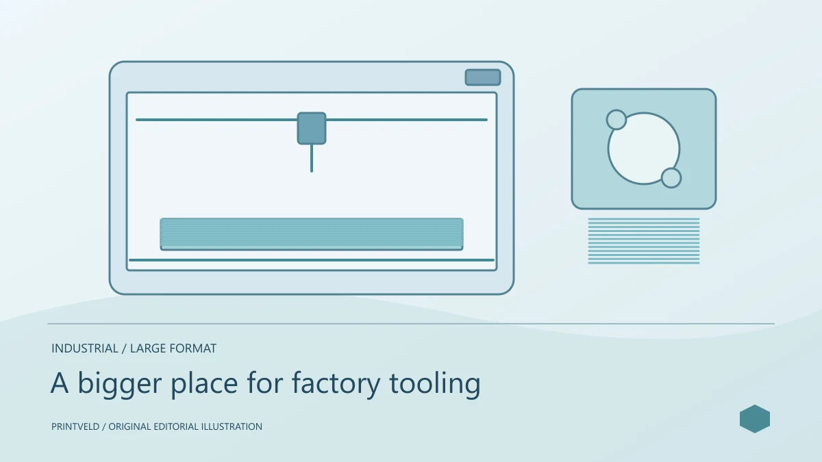 A bigger place for factory tooling — conceptual PrintVeld illustration, not a product photograph